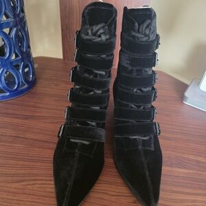 Coven Boot In Black Velvet By STRANGECVLT